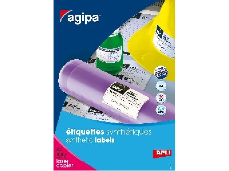 AGIPA Etikety laser polyesterové 210x297mm/A4,biele (bal=100hár)