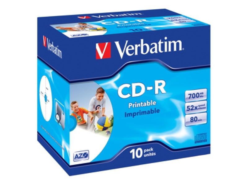 VERBATIM CD-R Printable 700MB 52x jewel case (bal=10ks) 43325