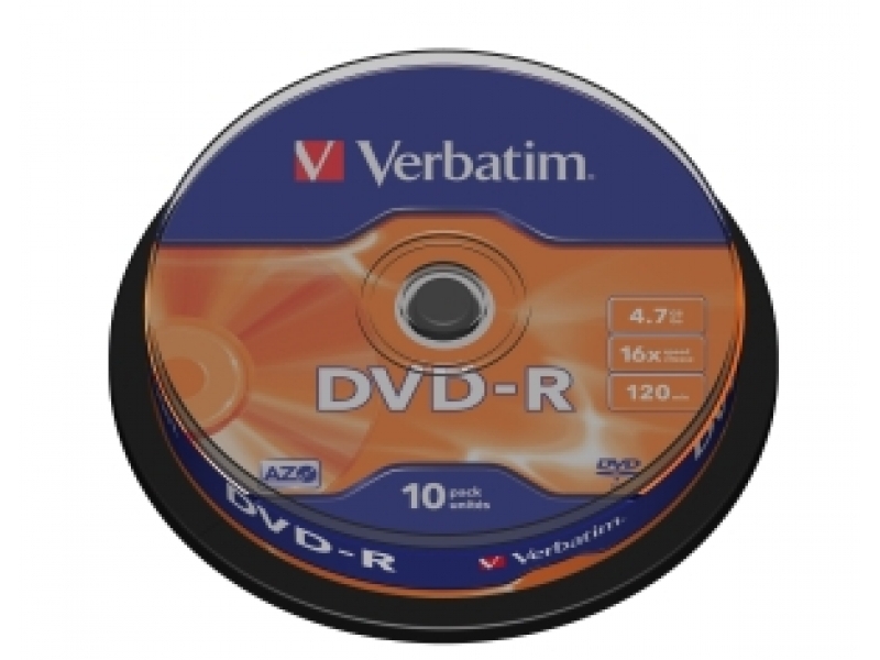 VERBATIM DVD-R 4,7GB 16x cake box (bal=10ks) 43523