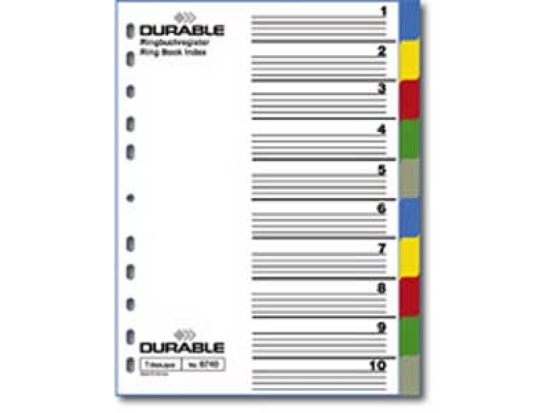 Durable Rozraďovač plastový farebný 10-dielny