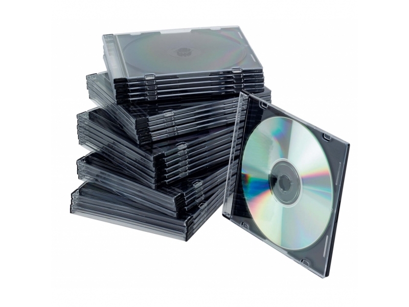 Obal na CD/DVD Q-connect z plastu Slim čierna/priehľadná / 25 ks