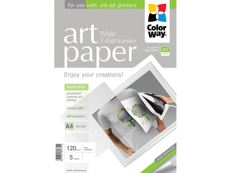 ColorWay Nažehľovací papier na svetlý textil A4 120g/m2, 5ks