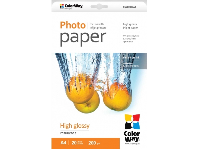 ColorWay Foto papier Vysoko lesklý A4 200g/m2, 20ks