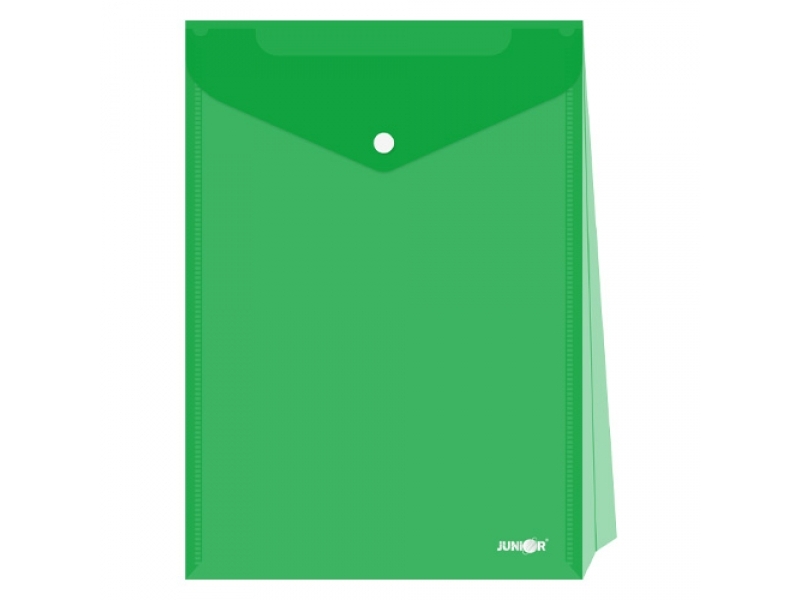 JUNIOR Obal s patentkou - rozšíriteľný PP/A4 Up, priehľadný/zelený