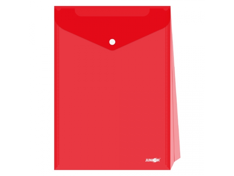 JUNIOR Obal s patentkou - rozšíriteľný PP/A4 Up, priehľadný/červený