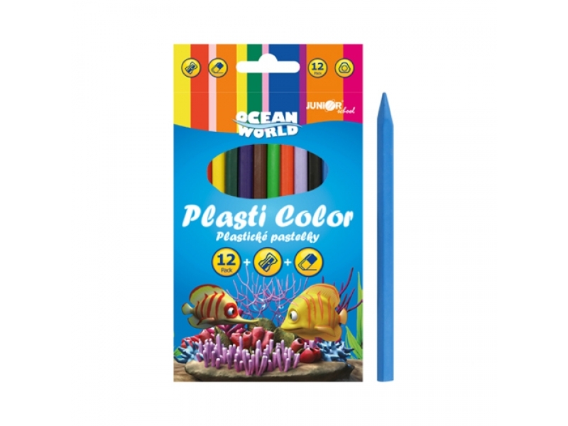 JUNIOR Pastelky plastické Plasti Color - sada 12 ks 
