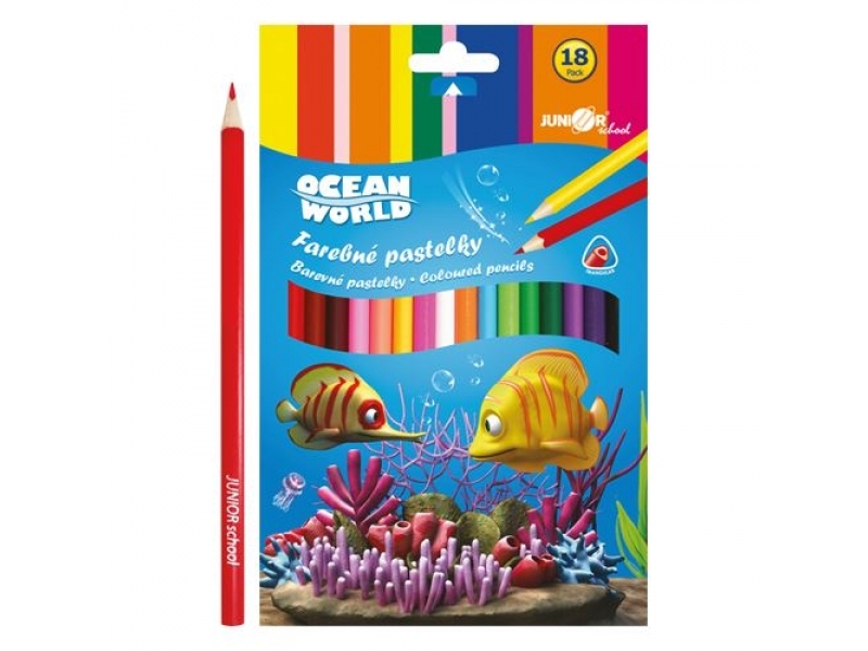 JUNIOR Pastelky Ocean World trojhrané 18 ks